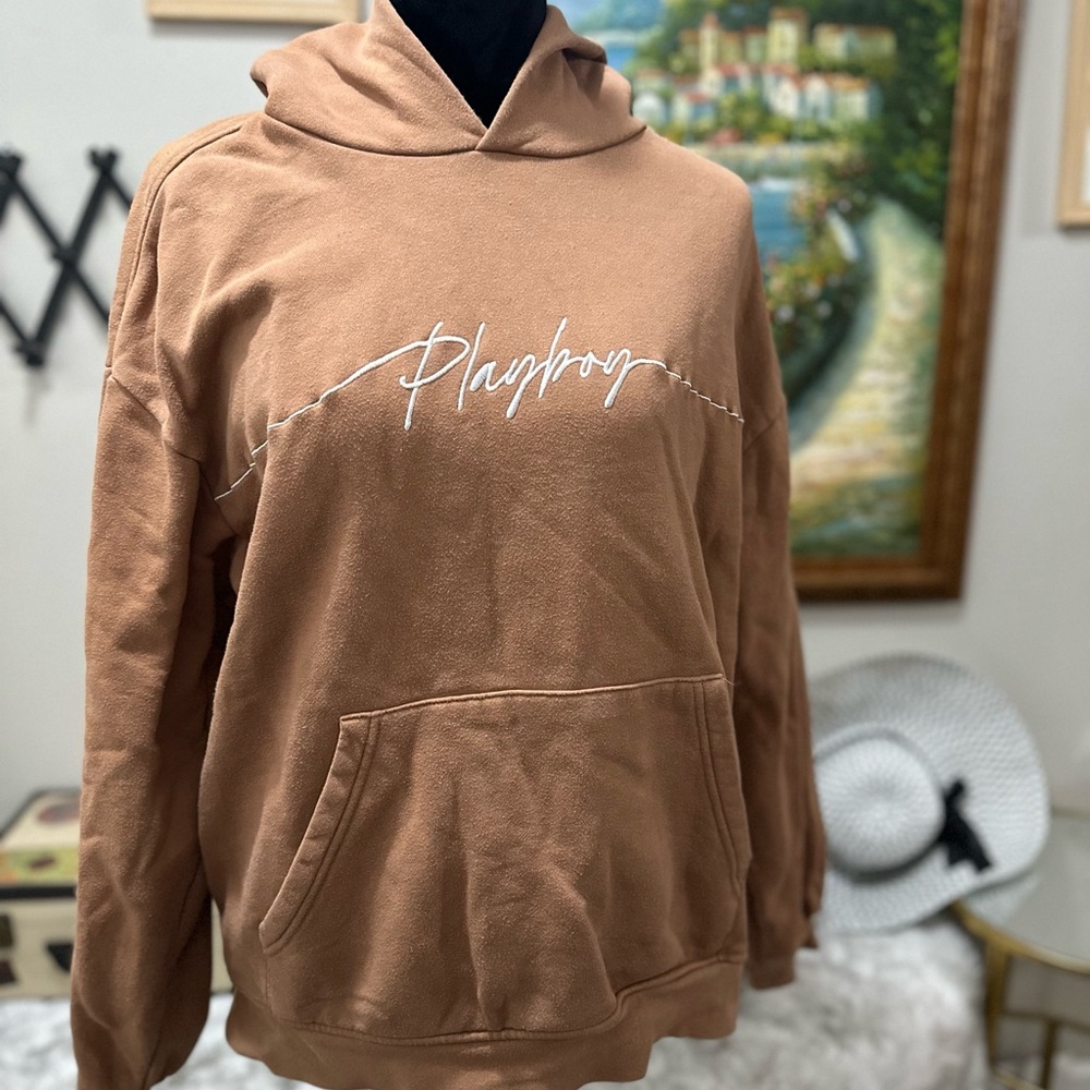 PLAYBOY Men's Tan Hoodie Sweater